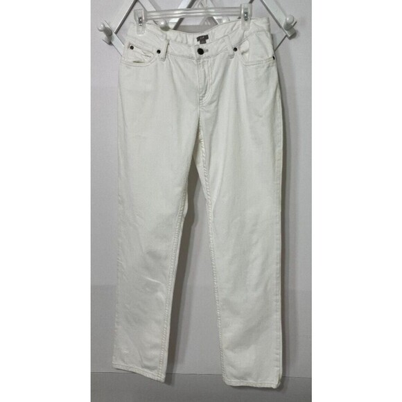 J Jill Woman's White Denim Jeans Size 6  Straight Leg Bottoms 5 Pocket Mid Rise - Picture 1 of 13